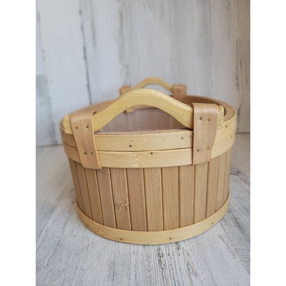 Split wood basket beige home decor figure xmas - Picture 6 of 6